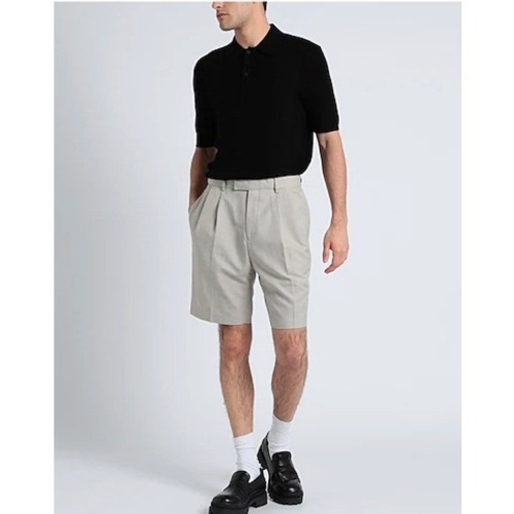 Topman‎ Mens White Pleated Herringbone Cotton Shorts Size 28 New 133585925